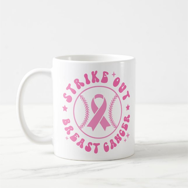 Caneca De Café Strike Out Breast Cancer Pink Ribbon Awareness (Esquerda)
