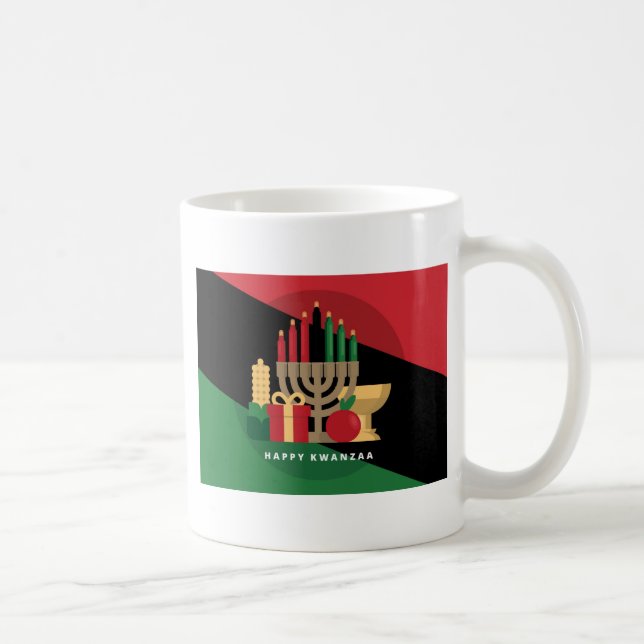 Caneca De Café stripe diagonal Happy Kwanzaa (Direita)
