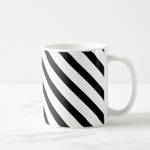 Caneca De Café Striped (Preto e Branco) Diagonal) Qualquer Tama