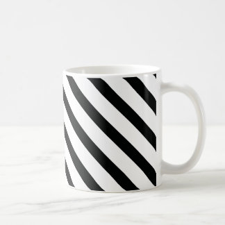 Caneca De Café Striped (Preto e Branco) | Diagonal) Qualquer Tama