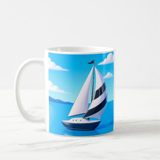 Caneca De Café Striped Sailboat Ocean  (Esquerda)