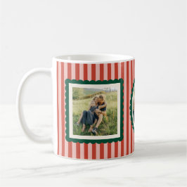 Caneca De Café Stripes and Scallops Holiday Photo Mug