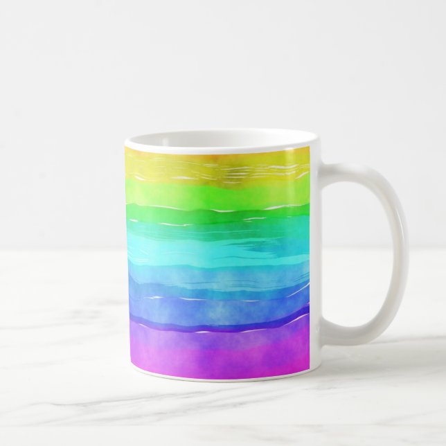 Caneca De Café Stripes Arco-Íris de Aquarela (Direita)
