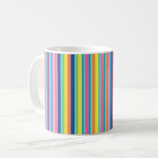 Caneca De Café Stripes Arco-Íris Pastel (Frente Esquerda)