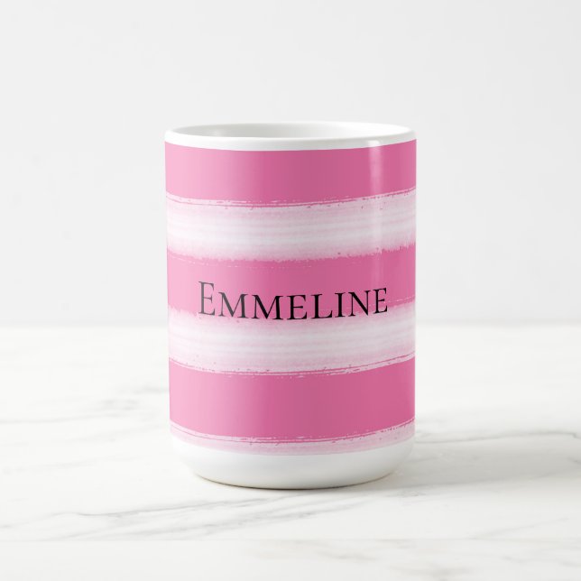 Caneca De Café Stripes Brancas Girly Rosa (Centro)