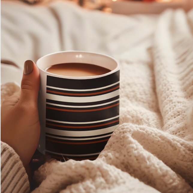 Caneca De Café Stripes Castanho Escuro (mugs and cups)