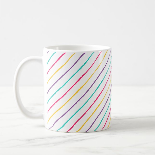 Caneca De Café Stripes Coloridas Modernas (Esquerda)