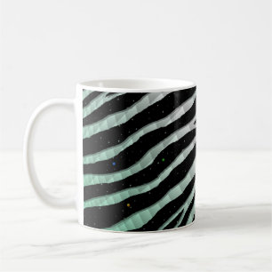 Caneca De Café Stripes de TempoEspaçoEspelhado - Mint/White
