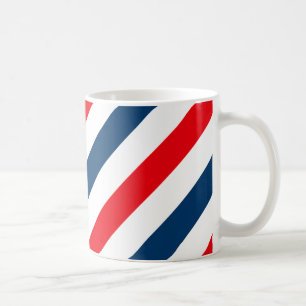 Caneca De Café Stripes Diagonais Tricolor (azul, branco e vermelh