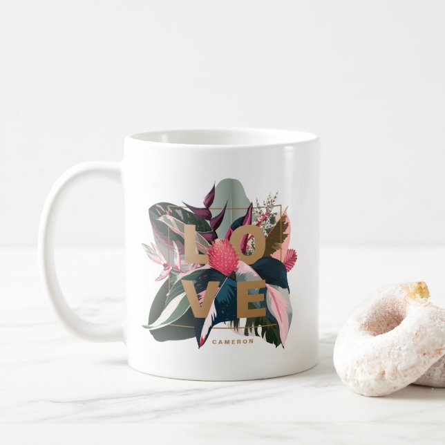 Caneca De Café Stromthe, Rubber Fig e Pink Philodendron Love (Com Donut)