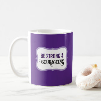 Caneca De Café Strong and Courageous Bible Verse Simple Purple