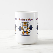 **Strong Tiger – Cute Tiger Lifting Weights Illust