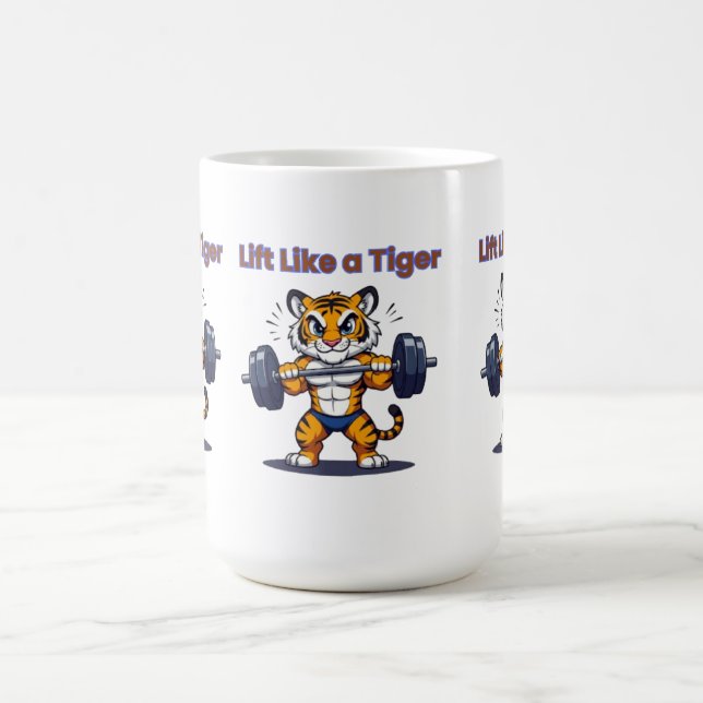 Caneca De Café **Strong Tiger – Cute Tiger Lifting Weights Illust (Centro)