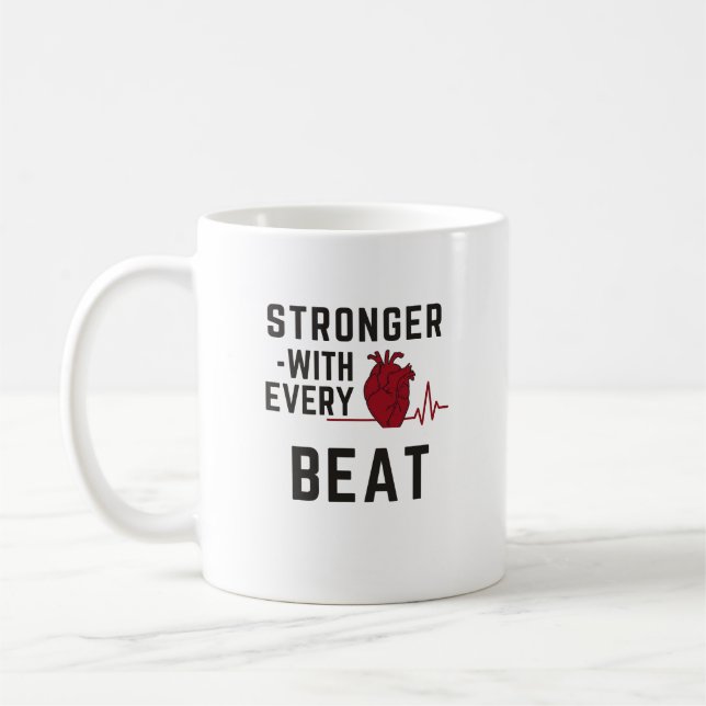 Caneca De Café Stronger With Every Beat Heart Coffee Mug (Esquerda)