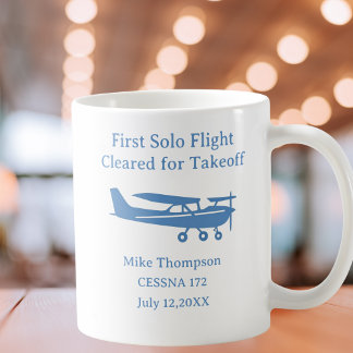 Caneca De Café Student Pilot First Solo Aviation Blue Personalize