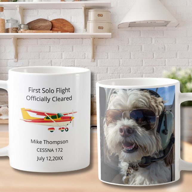Caneca De Café Student Pilot First Solo Cessna Photo Personalized (Criador carregado)
