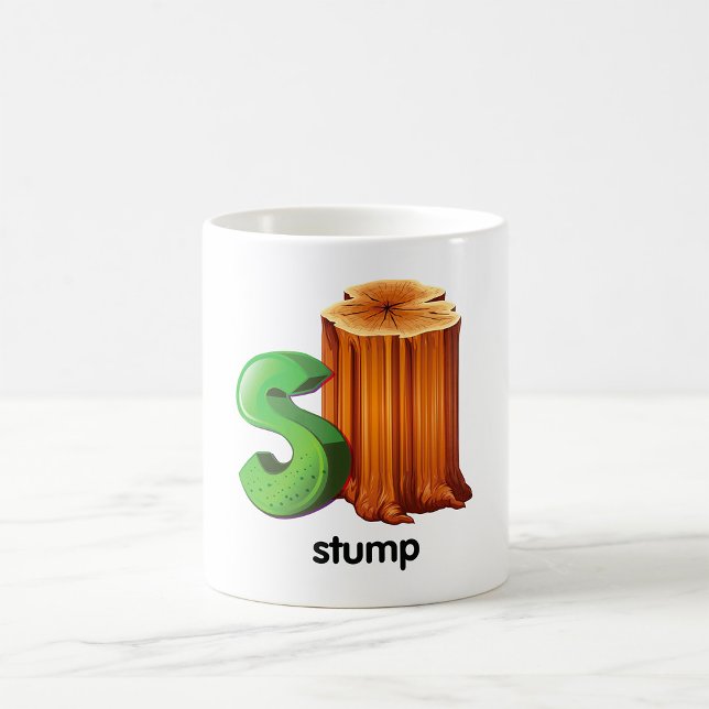Caneca De Café Stump Alphabet - Letra S, Trechos Divertidos, Arte (Criador carregado)