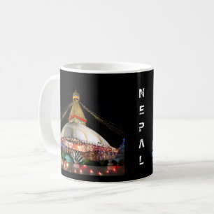 Caneca De Café Stupa Boudhanath, Kathmandu à noite - Nepal