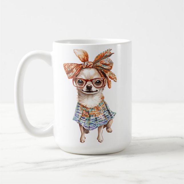 Caneca De Café Stylish Chihuahua moms dogs lovers  (Esquerda)