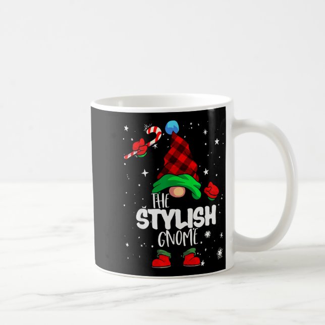 Caneca De Café Stylish Gnome Red Buffalo Plaid Matching Family Ch (Direita)