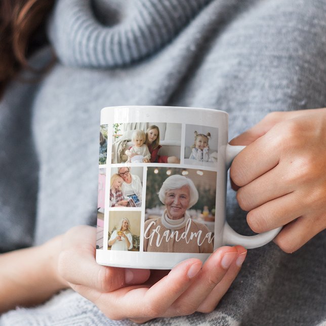 Caneca De Café Stylish Grandma 15 Photo Collage (Criador carregado)