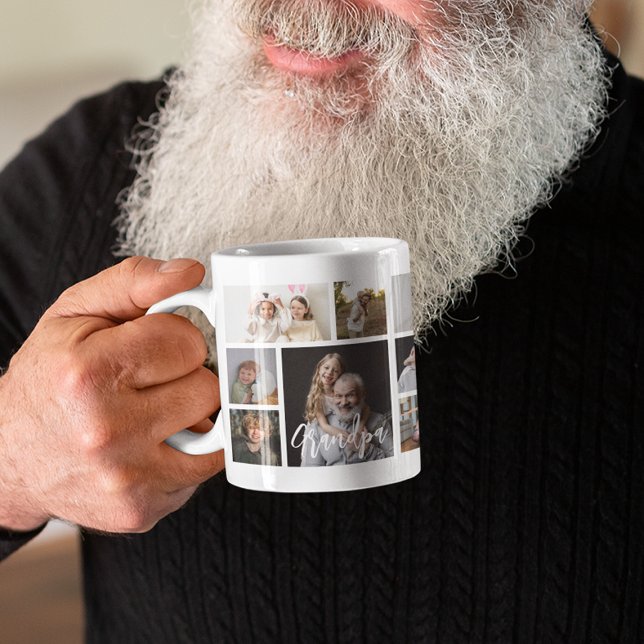 Caneca De Café Stylish Grandpa 15 Photo Collage (Criador carregado)