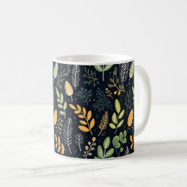 Caneca De Café Stylish Green and Yellow Foliage Pattern 