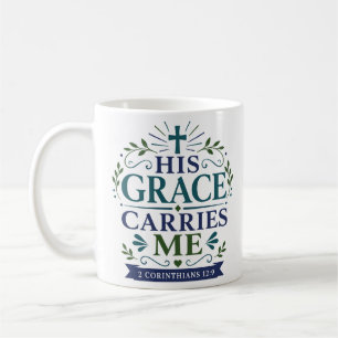 Caneca De Café Sua Graça Me Carrega Citação de Escritura Diária