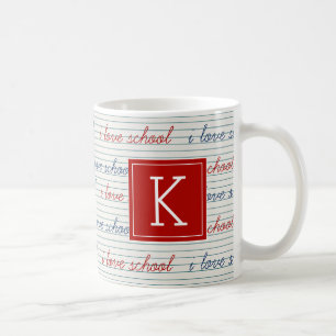 Caneca De Café Sua inicial I Love School