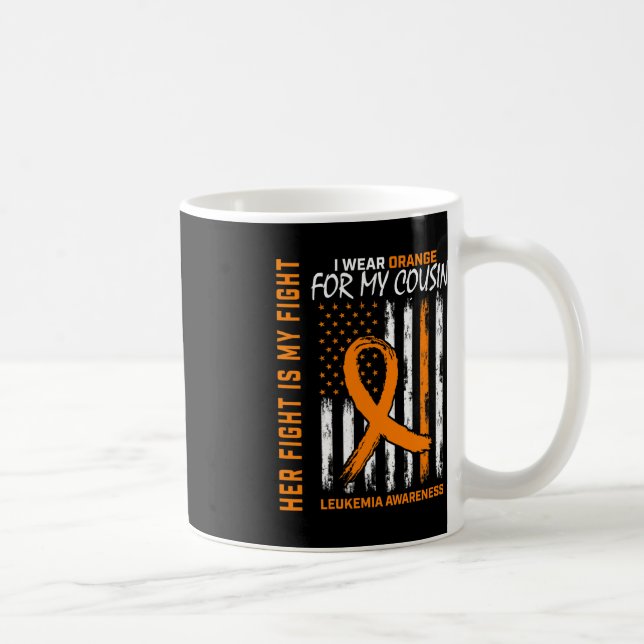 Caneca De Café Sua Luta Veste Laranja Primo Leucemia Cancer Conhe (Direita)