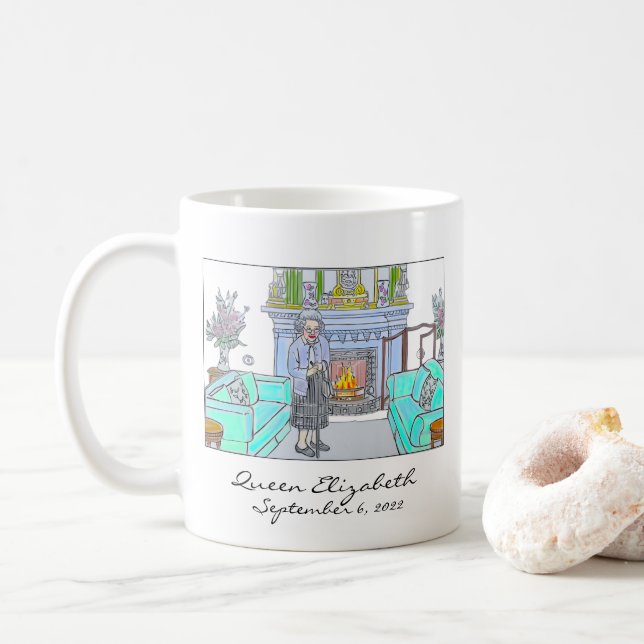 Caneca De Café Sua Majestade, Rainha Elizabeth II (Com Donut)