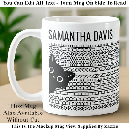 Caneca De Café Sua Mensagem & Nome Ocultos, Amante de Gatos