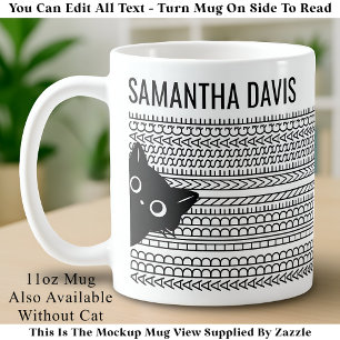 Caneca De Café Sua Mensagem & Nome Ocultos, Amante de Gatos