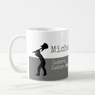 Caneca De Café sua metade profissional (guitarrista) metade-cinza