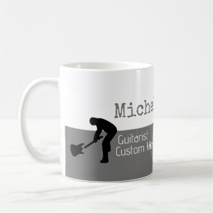 Caneca De Café sua metade profissional (guitarrista) metade-cinza