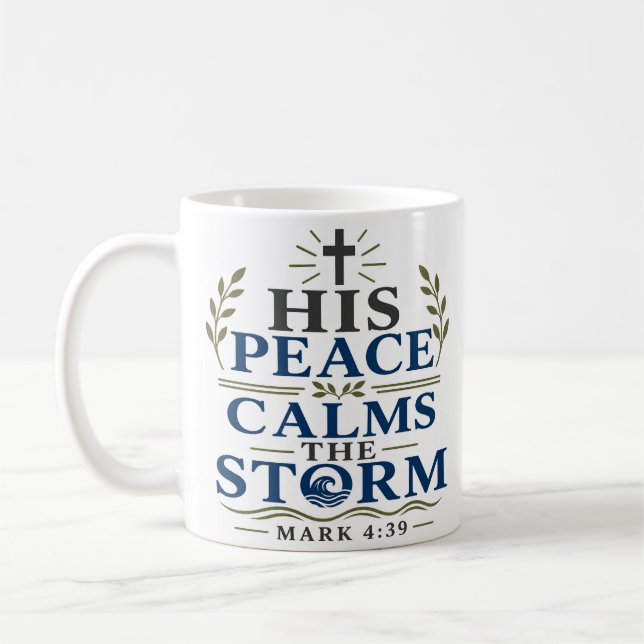 Caneca De Café Sua Paz Acalma A Tempestade Citação Da Fé Cristã (Esquerda)
