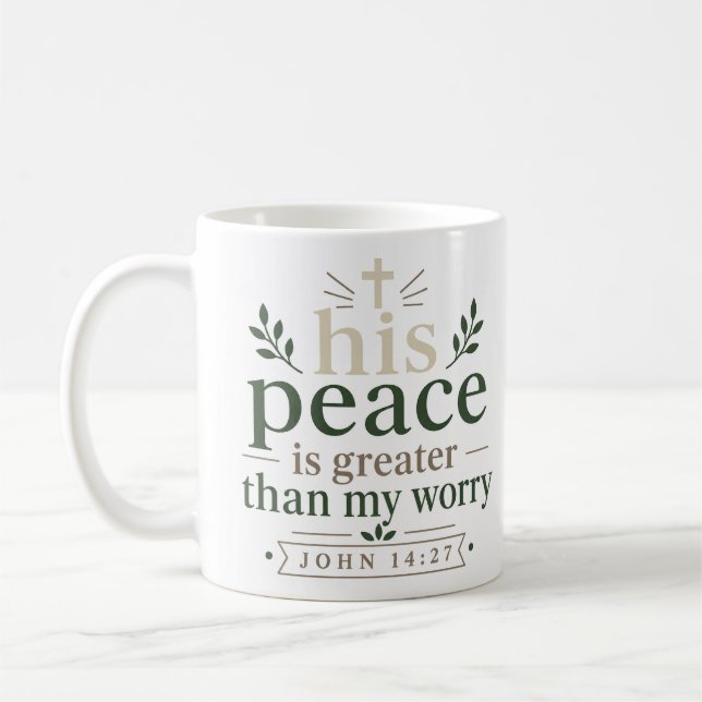 Caneca De Café Sua Paz É Maior Que Minha Preocupação Citação Bíbl (Esquerda)