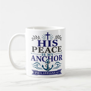 Caneca De Café Sua Paz É Minha Âncora Citação Bíblica Botânica