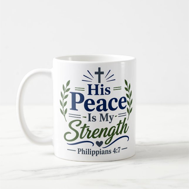 Caneca De Café Sua Paz É Minha Força Fé Cristã Clássica (Esquerda)