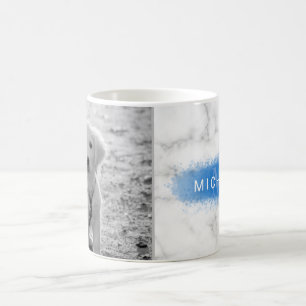 Caneca De Café Sua Textura de mármore personalizada com azul