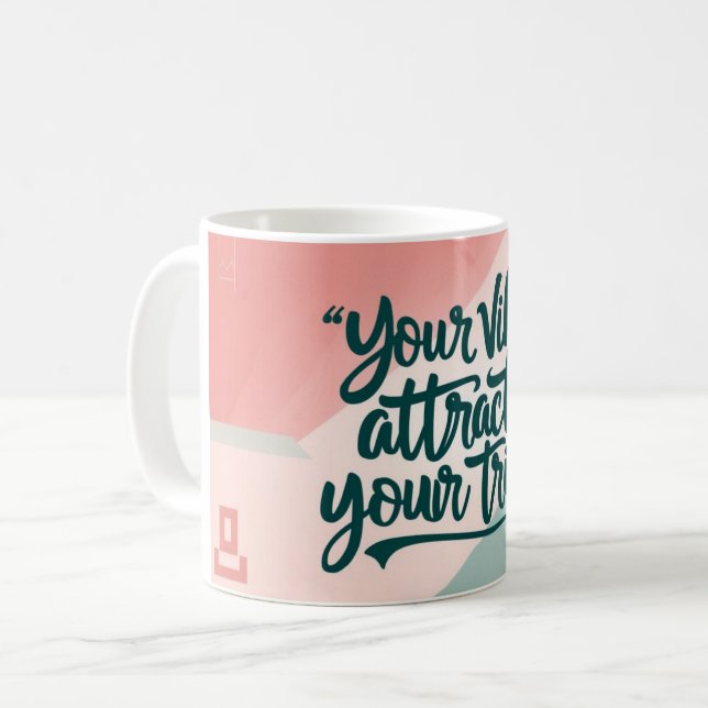 Caneca De Café Sua Vibração Atrai Sua Tribo (Frente Esquerda)