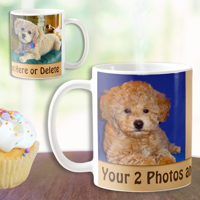 Caneca De Café Suas 2 fotos e texto Mugs personalizados de café (Pet Photo Mug. 2 photo coffee mugs with name. Photo mugs. Personalized dog mugs. Memorial dog gifts.)