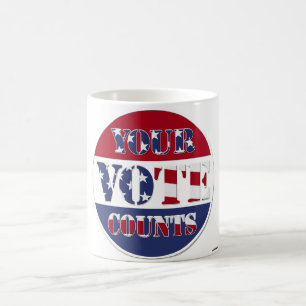 Caneca De Café SUAS CONTAGENS DO VOTO! Redondo com bandeira dos
