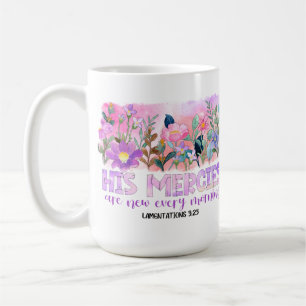 Caneca De Café Suas Misericórdias São Novas Bíblia Cristã Flores