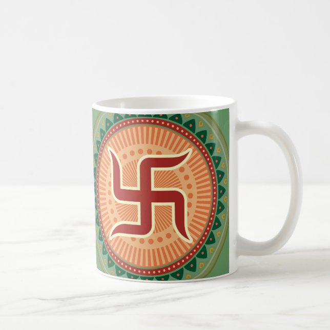 Caneca De Café Suástica com estilo indiano tradicional Mandana (Direita)