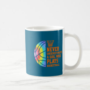 Caneca De Café Subestime uma garota que joga basquete camiseta