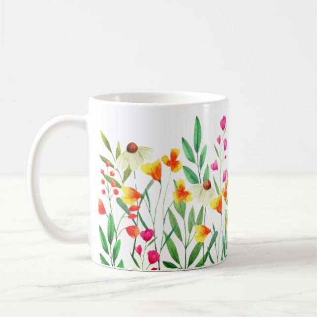Caneca De Café Sublimação de flores silvestres (Esquerda)