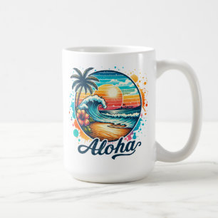 Caneca De Café Sublimação de Vintage Beach Aloha-94953