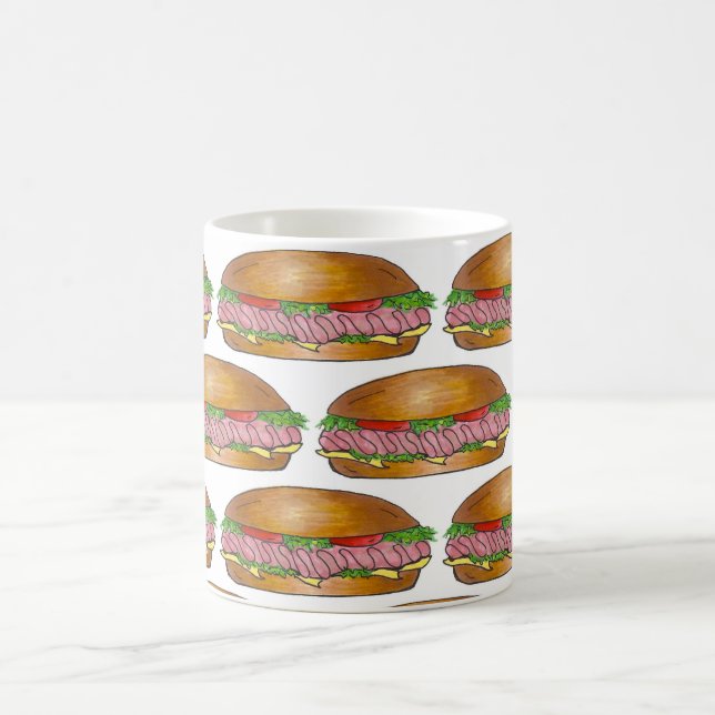 Caneca De Café Submarino Sandwich Ham Cheese Hoagie Sub Grinder (Centro)