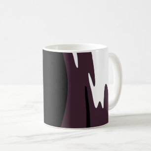 Caneca De Café Submersão: Abstrato preto, branco, roxo e verde